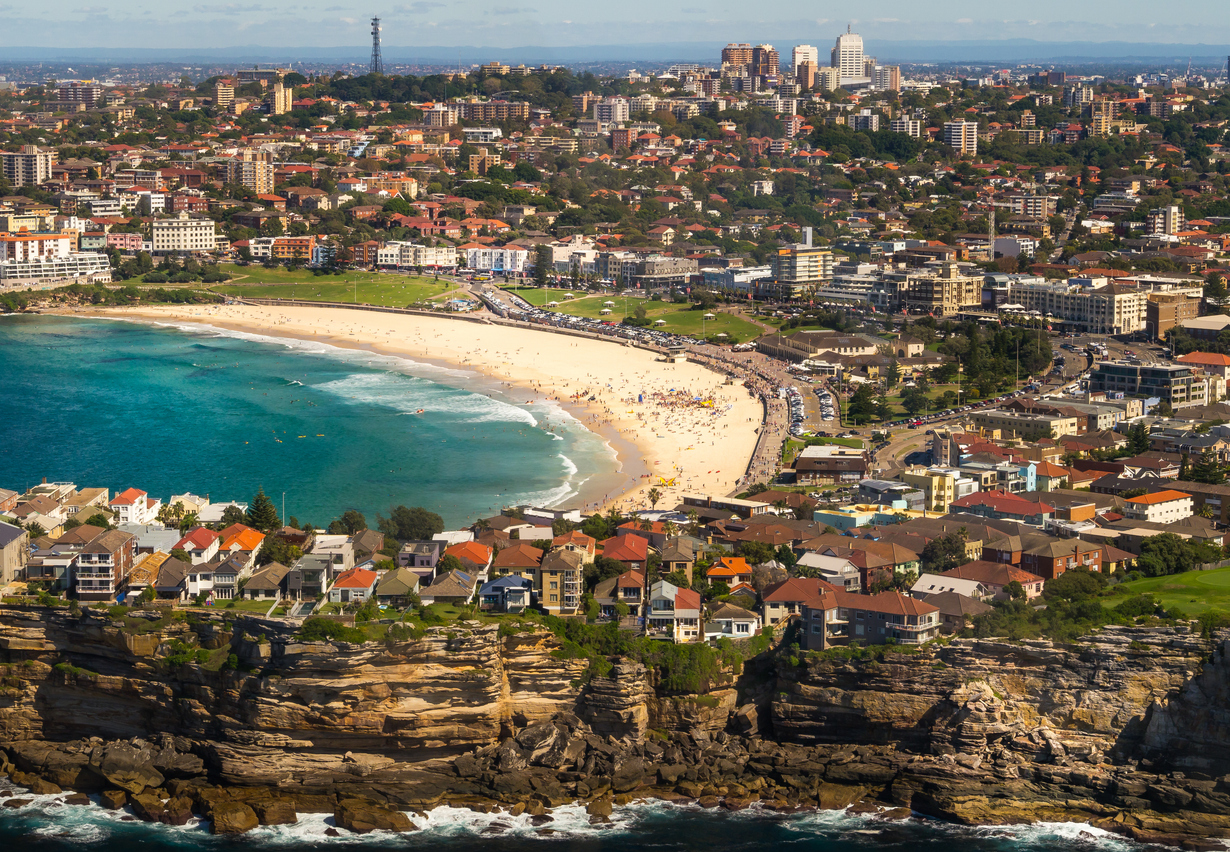 View from the air of Bondi beach